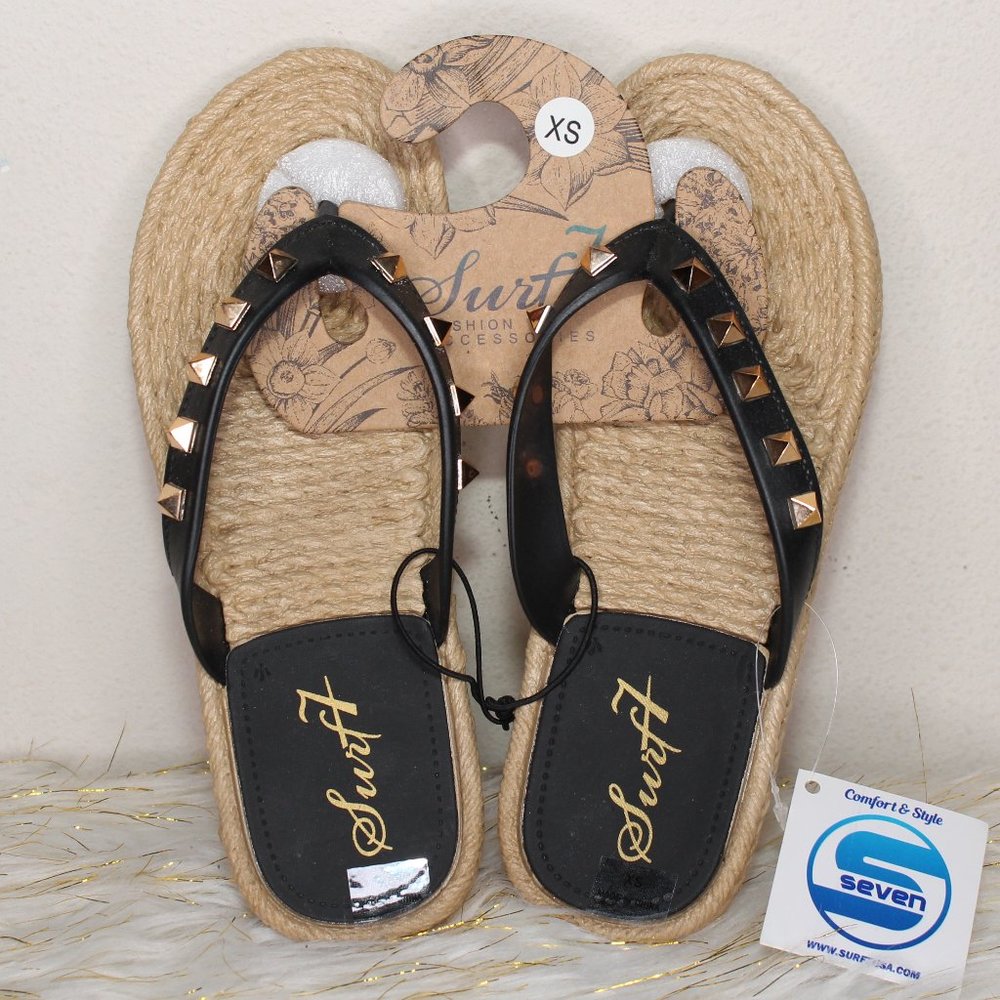 Rockstud Espadrille Style Flip Flops